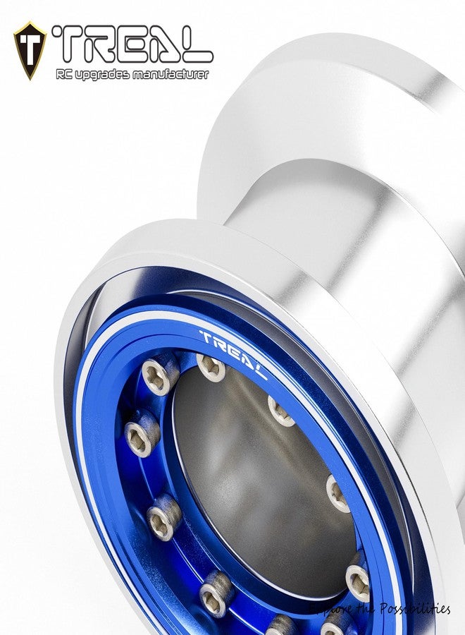 TREAL TRX4MT Beadlock Wheels High Trail 3.1 Wheel Rims(4P) Aluminum Upgrades for 1/18 TRX-4MT F-150 K10(Silver-Blue) - Image 4